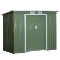 Outsunny Garden Storage Shed w/ window Double Door Green(m-1)