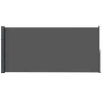 Outsunny Paravento Laterale Doppio Retrattile 3 x 1.4 m, in Alluminio e Poliestere Anti-UV ad Alta Densità 180 g/m², Grigio Scuro(m-5)