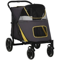 PawHut Carrito Plegable para Perros de Tamaño Mediano con Entradas de Cremallera y Ventanas de Red 112x65x100 cm(m-5)