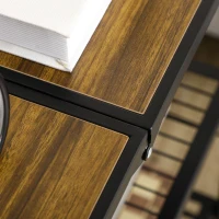 HOMCOM Carrello da cucina dal design industriale, con 3 ripiani, carrello multiuso, carrello da servizio, 4 ruote, pieghevole, Marrone + Nero(m-3)