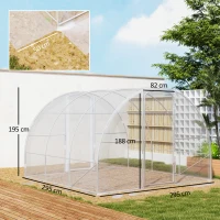 Outsunny Invernadero de jardín túnel 3x3x2 m 9 m² con puerta con bisagras cubierta de PE 150 g/m² para Verduras Plantas Flores(m-3)