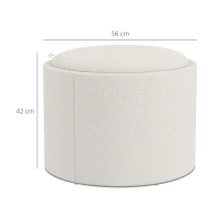 HOMCOM Puffs Taburete Acolchado de Lino con Almacenamiento Oculto y Tapa Reversible 56x56x42 cm Crema + Natural(m-3)