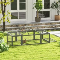 Pawhut Recinto per Animali da Esterno con Tetto Apribile in Legno di Pino, 180cm x 90cm x 48cm, Grigio(m-3)