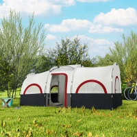 Outsunny Tente de Camping Familiale pour 4-6 Personnes Imperméable avec Chambres Indépendantes 435x251x195 cm Gris et Blanc(m-5)