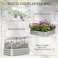 Outsunny Raised Beds for Garden with Mini Greenhouse, Galvanised Outdoor Planters and Cold Grame, for Herbs and Vegetables(m-4)