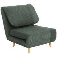 HOMCOM 2 en 1 Sillón Cama para Invitados reposacabezas ajustable Diseño de Cordón 82x89x83 cm Verde(m-1)