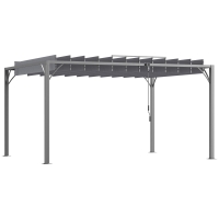 Outsunny Pergola 4 x 3 m Bioclimatica con Lamelle Orientabili, Design Contemporaneo, Anti-UV 50+, Alluminio, Grigio