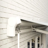 Outsunny Toldo de Brazo Enrollable con Manivela en Metal y Aluminio, 4x2,5 m, Verde y Blanco(m-4)