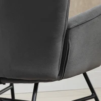 HOMCOM Sedia a Dondolo con Trapuntatura, Base in Legno, Velluto, fino a 150 kg, Grigio Scuro(m-3)