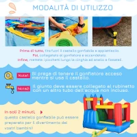 Outsunny Gioco Gonfiabile per Bambini 3-8 Anni con Scivolo, Trampolino, Piscina, max 4 Bambini, 330x245x215cm(m-6)