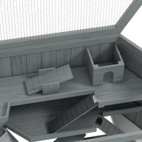 PawHut Gabbia per Criceti, 3 Piani, Vassoio Removibile, Legno e Metallo, 115x60x55 cm, Grigio(m-3)