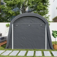 Outsunny Ripostiglio da Giardino con Telo in Plastica, Tettoia per Attrezzi, Garage Pieghevole, 300 x 450 x 230 cm, Grigio Scuro(m-3)