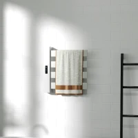 HOMCOM Sèche-Serviettes Électrique Mural pour Salle de Bain avec 4 Barres Chauffage Rapide Wi-Fi et Écran Tactile 47,5x9,5x49 cm Blanc(m-4)