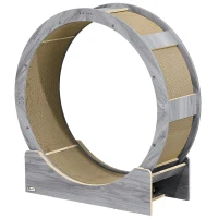 PawHut Ruota per Gatti 91 cm con Freno, Tappetino Tiragraffi, Noce(m-5)