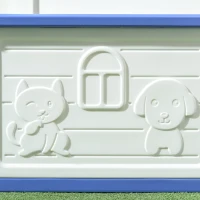 PawHut Hundehütte draußen aus Kunststoff Hundehaus mit Belüftungsöffnungen blau und weiß(m-5)