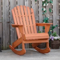 Outsunny Chaise de Jardin Adirondack Chaise Berçante Rocking Chair Mobilier de Jardin Chaise de Balcon Naturel 77 x 94 x 97 cm(m-2)