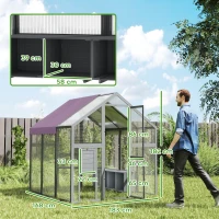 PawHut Enclos à poules, Poulailler avec toit imperméable, 2 nichoirs, 2 perchoirs, pour 6-8 poules, env. 1,7 x 1,8 x 1,8 m(m-3)