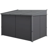 Outsunny Pergola de jardin, Pergola, avec toit rétractable, rideaux, cadre en aluminium, gris foncé, 3,65 x 2,55 x 2,05 m(m-1)