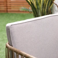 Outsunny Set salotto da giardino da 4 pezzi con divano a 2 posti, 2 poltrone e 1 tavolino in vetro temperato, 8 cuscini, metallo e resina intrecciata, beige(m-4)