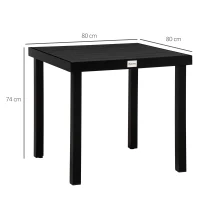 Outsunny Mesa de Jardín para 4 Personas Mesa de Comedor de Aluminio Muebles de Jardín Mobiliario de Exterior Fácil de Cuidar Plástico Negro 78x78x74 cm(m-3)