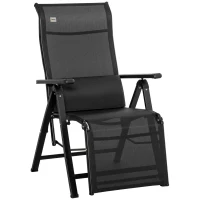 Outsunny Tumbona plegable para jardín con cojín gravedad cero silla reclinable con respaldo ajustable de 9 posiciones silla de jardín resistente hasta 150 kg, para jardín vacaciones al aire libre playa piscina, Negro(m-1)