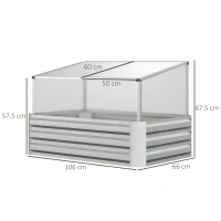 Outsunny Raised Beds for Garden with Mini Greenhouse, Galvanised Outdoor Planters and Cold Grame, for Herbs and Vegetables(m-3)
