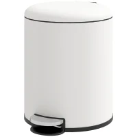 HOMCOM 5L Mülleimer mit Soft-Close-Deckel, aus Metall und PP, 26,5x21x28 cm, Cremeweiß(m-1)