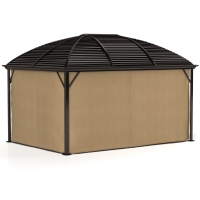 Outsunny Pavillon de Jardin, Tente de Fête, Chapiteau, 4 x Doubles Parois Latérales, Étanche, 2 Crochets pour Lanternes, env. 4 x 3 x 2,8 m, Marron