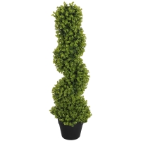 HOMCOM Künstlicher Eukalyptus-Spiralbaum mit inkludiertem Topf für Innen- und Außenbereich, Höhe 90 cm, Grün
