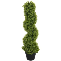 HOMCOM Künstlicher Eukalyptus-Spiralbaum mit inkludiertem Topf für Innen- und Außenbereich, Höhe 90 cm, Grün(m-1)