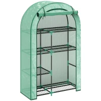 Outsunny Serre Murale à 4 Niveaux avec Porte à Fermeture Éclair, en Acier et PE, 100x45x160 cm, Vert(m-6)