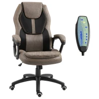 Vinsetto Silla de oficina con masaje silla oficina cómoda altura ajustable giratoria 360° poliéster PU Gris Marrón(m-1)