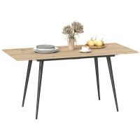 HOMCOM Mesa de comedor plegable mesa extensible 120-160 cm para 6 a 8 personas con patas de acero natural(m-6)