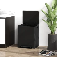 HOMCOM Cubo de basura con 2x25L compartimentos Tapa de cierre suave Resistente a huellas dactilares Acero inoxidable Negro(m-4)