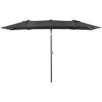 Outsunny Parasol Double Inclinable et Réglable avec Corde, en Polyester et Métal, 150x295x170-214 cm, Gris(m-5)