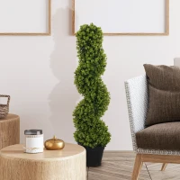 HOMCOM Künstlicher Eukalyptus-Spiralbaum mit inkludiertem Topf für Innen- und Außenbereich, Höhe 90 cm, Grün(m-2)