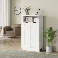 kleankin Mobiletto da Bagno con 2 Cassetti, Porta, 60 x 30 x 109 cm, Bianco(m-3)