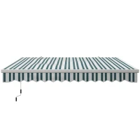 Outsunny Toldo de Brazo Enrollable con Manivela en Metal y Aluminio, 4x2,5 m, Verde y Blanco(m-6)
