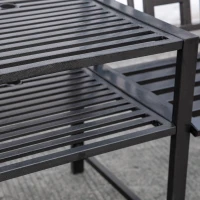 Outsunny Moderne Gartenbank für 2 Personen mit Tisch und Sonnenschirmloch für die Außenausstattung 165x56x85,5 cm Schwarz(m-4)