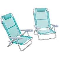 Outsunny Conjunto de 2 sillas de jardín plegables silla de pesca portátil silla de camping reposacabezas respaldo inclinable a niveles(m-1)