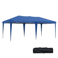 Outsunny Carpa Plegable Tienda de Jardín Pabellón de Fiesta Fácil de Plegar, Resistente a la Intemperie, 5,9x2,95x2 m, Azul(m-1)