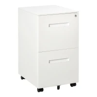 Vinsetto Rollcontainer, Armoire à dossiers suspendus, Cloison amovible, verrouillage central, boîtier en acier, 5 roues, blanc, 39 x 48 x 67 cm(m-6)