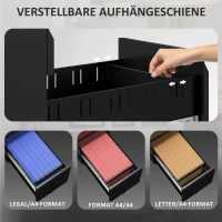 Vinsetto Aktenschrank aus Metall, Büroschrank, 3 Schubladen, rollbar, Schwarz(m-5)