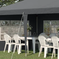 Outsunny Pergola Pop-up Pieghevole, Tettoia per Eventi, 3 x 6 m, 3 Lati Rimovibili, Grigio(m-3)