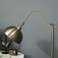 HOMCOM Lampara de Pie Salon Lampara Salon Retro con Pantalla Ajustable Interruptor en el Pie 42x25,5x152 cm tono latón(m-4)