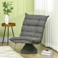 HOMCOM Sillón relax sillón de salón de diseño capitonado con respaldo inclinable y giratorio 360° revestimiento de lino Grismezclado(m-2)
