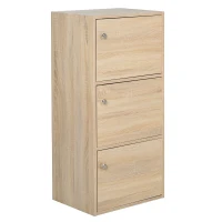 HOMCOM Meuble Polyvalent avec 3 Étagères en Bois et 3 Portes pour Maison, Chambre, Salon ou Bureau, 48x34x100cm(m-6)