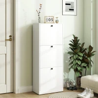 HOMCOM Szafka na Buty, 3 Szuflady, na do 12 Par Butów, Płyta Wiórowa, Biała(m-7)