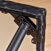 Outsunny Mesa de Centro de Jardín con Tapa de Vidrio Templado de 5 mm Resina Trenzada Imitación Ratán - Negro(m-4)