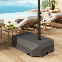 Outsunny Base per Ombrellone Decentrato da Riempire 90L in Plastica con Base a Croce, 2 Ruote e Maniglia, 80L x 60l x 20H cm, Nero(m-4)
